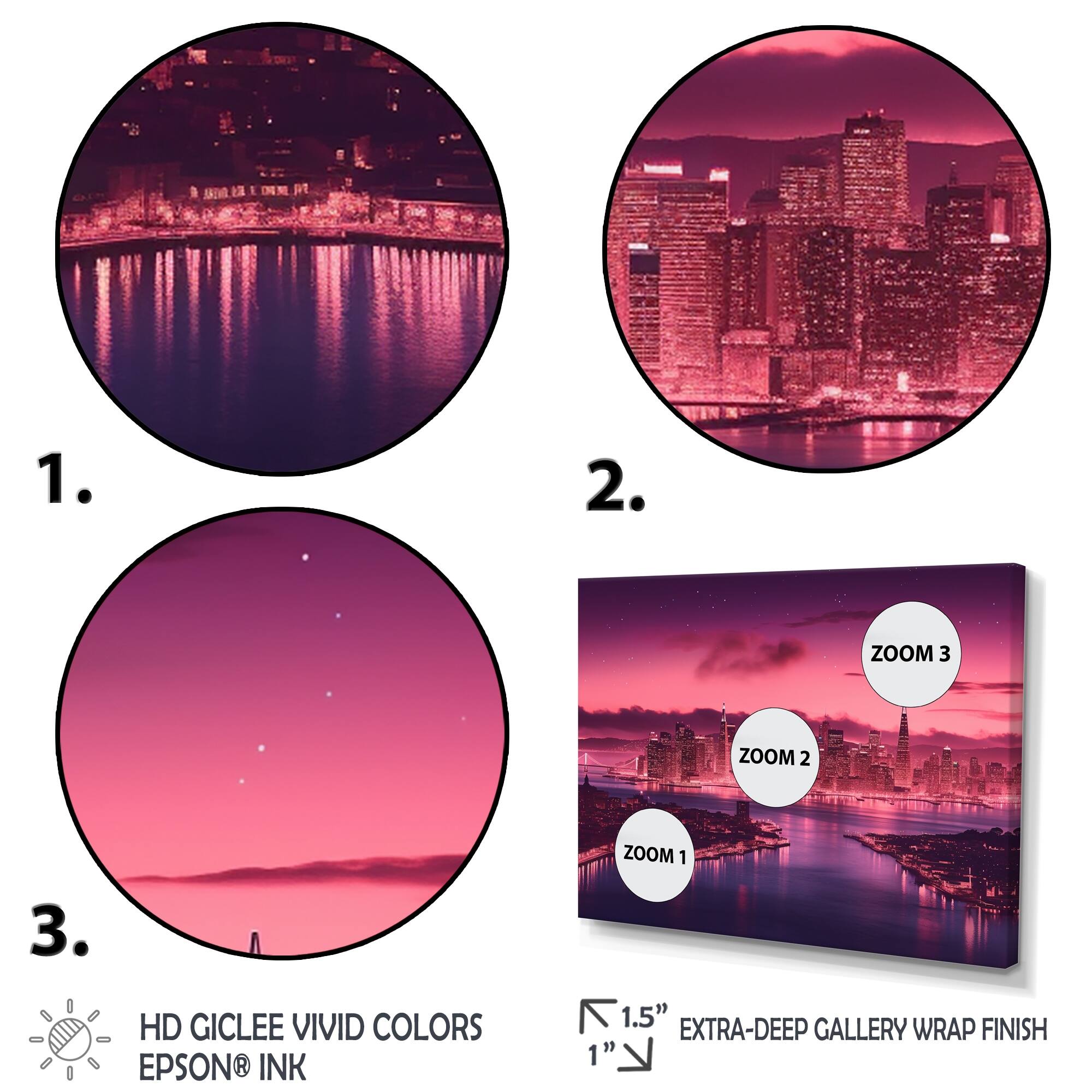 Designart "San Francisco skyline and Bay Bridge V" City Architecture